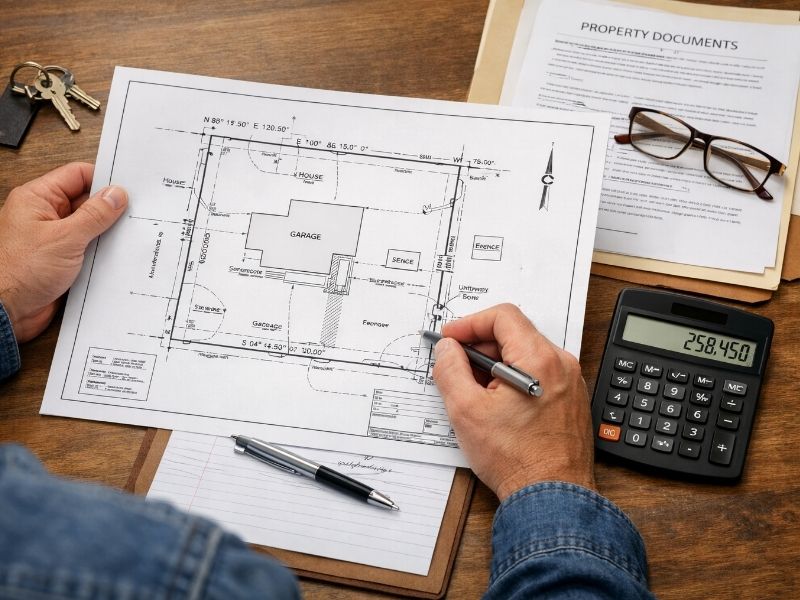 Licensed land surveyor seal and signature on a property survey document used for title review, permits, and legal records