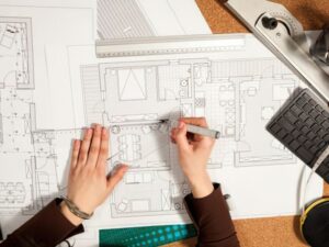 Metes and bounds survey documents being reviewed for property deed correction in St Petersburg FL